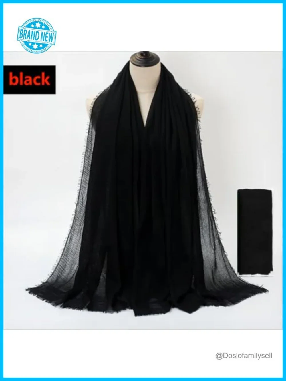 Cotton Blend Vintage Soft Scarf Fringed Edges Lightweight Shawl